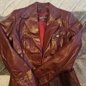 Etienne Aigner Blood Red Leather Jacket